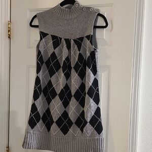 Stylish Argyle Knit Dress for Kids - Gray and Black